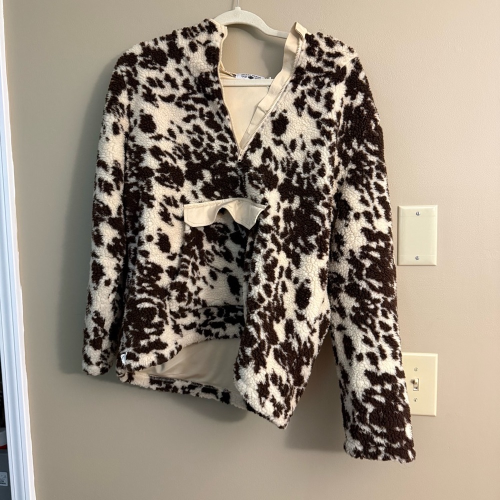 Crazy Train Sherpa Cowprint Pullover